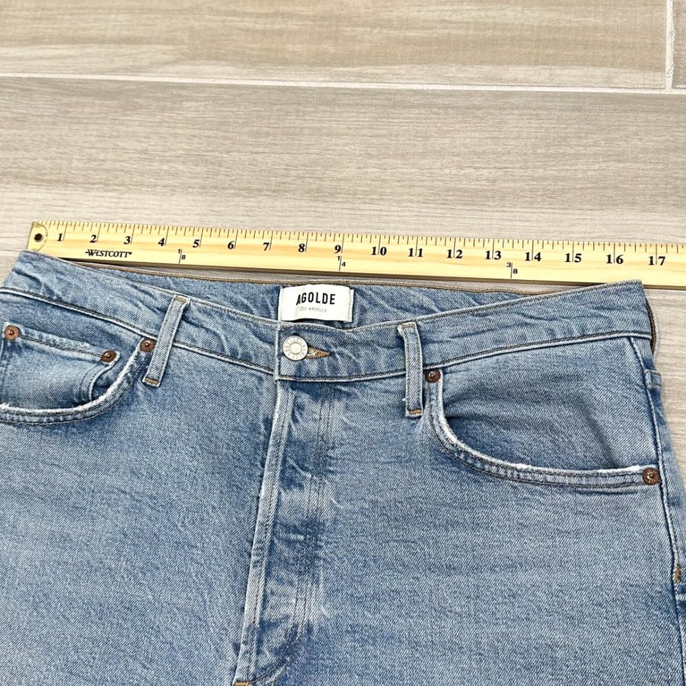 Agolde Riley High Rise Straight Crop Jeans in Shiver Light Wash Denim Size 30 - Picture 10 of 15
